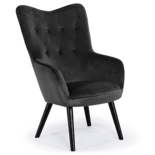Fauteuil scandinave Klarys Velours Noir