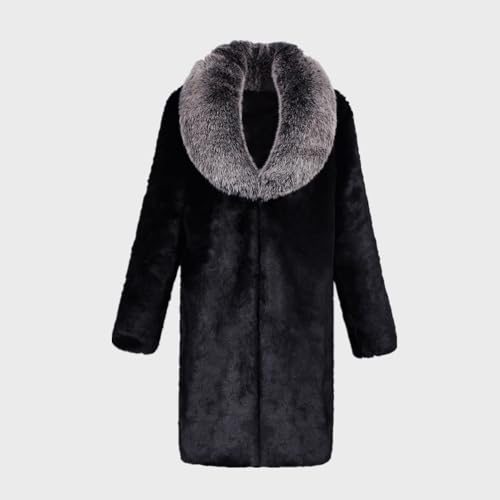 Colf Men's Winter Long Sleeve Turn Collar Faux Fur Coat Outwear Long Parka Jacket Overcoat4