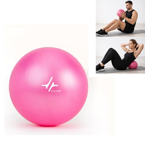 Image of PulseITOrbit Yoga Ball 25cm for Exercise, Balance & Core Strength | Anti-Burst Mini Pilates Ball for Home Workout, Yoga, Stability Training & Physical Therapy | Inflatable Soft Gym Ball (Pink)