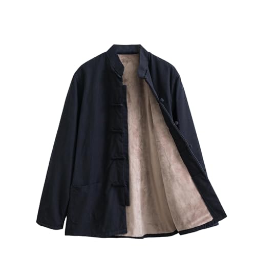 Manteau Tang pour homme en coton doublé polaire style bouddhiste