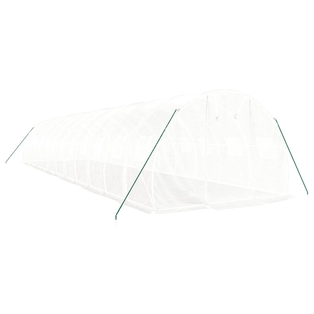 Invernadero con estructura de acero blanco, 36 m², 12 x 3 x 2 m, PE 140 g/m², túnel de aluminio, protección de plantas, para tomate, verduras, hierbas, jardín y terraza