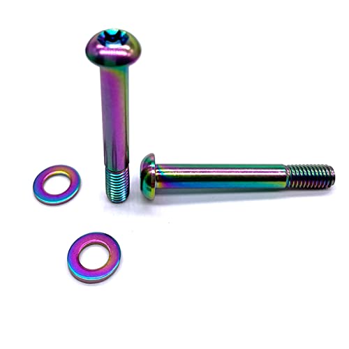 Bininiu T25 Bracket Titanium Bolts For Sram Flat Mount Caliper, Disc Brake Caliper Hardware M5*37Mm (Rainbow-Ti-37Mm) #TOP5