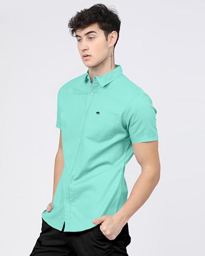 Image of BRUCEWANE Men's 100% Cotton Half Sleeve Shirt