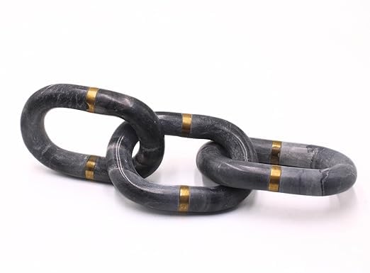SANDSTERS VR SOURCING Decorative Marble Chain Link, Black with Gold Accents, 3-Ring Design (White) 2
