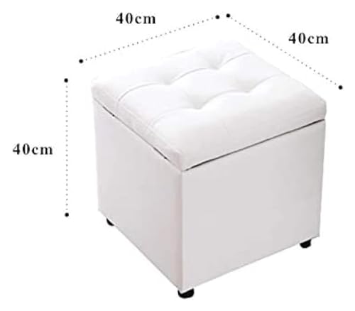 Pouf coffre simili cuir marron - Siège et rangement 40cm - 4
