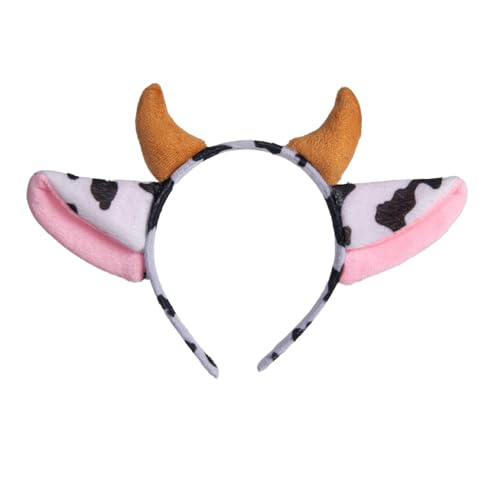 Yilistore Cow Headband Cosplay Cow Ear Horns Headbands for Halloween Costume Accessory and Animal Cosplay Party
