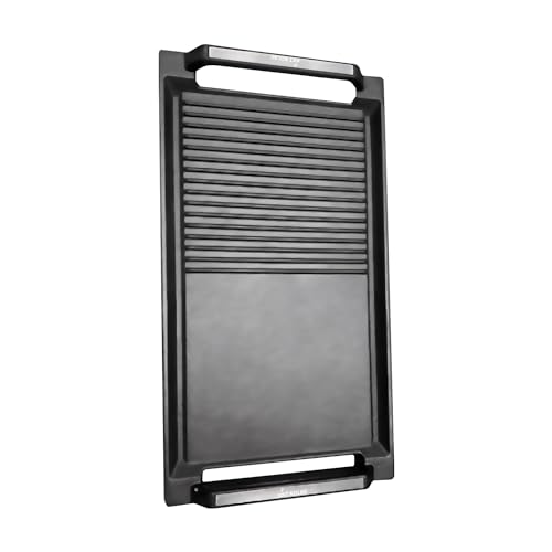 KKT KOLBE Grillplatte Grillpfanne Induktion Aluguss Aluminium Grillwendeplatte Schwarz Zubehör für Induktionskochfelder 20x36cm BBQ20