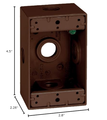 Image of Sigma 14251-5XBR Weatherproof 1 /2 inch 5 Hole Side Entry 1-Gang Box, Bronze