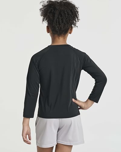 Image of Real Essentials 4 Pack: Girls' Rash Guard Swim Shirts - Long Sleeve UPF Sun Protection Tops (Ages 4-16)