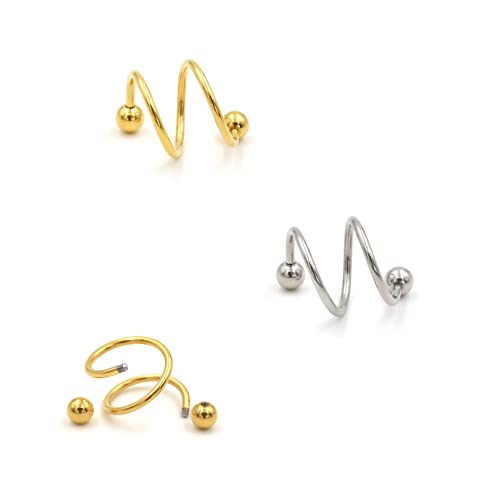 Screw Ball Piercing S Spiral Twister Barbell Earring Ear Cartilage Helix (8 Mm, Gold) #TOP1