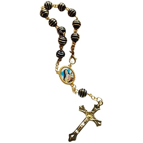 FUZYXIH 8mm Acrylic Beads Rosary Bracelet,Acrylic Rosary Beads Finger Baptism Rosaries Crucifix Cross Wristband Chain Bracelets Unisex Jewelry Cover