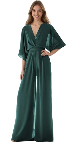 Cxrazyworm Petite Jumpsuits for Women High Waist Teal Bridesmaid Dresses