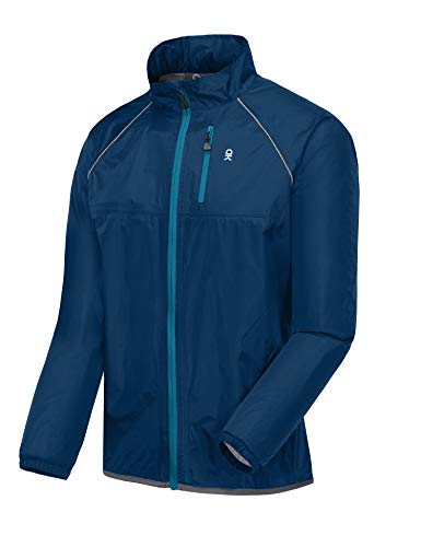 Little Donkey Andy Men's Waterproof Cycling Bike Jacket, Running Rain Jacket, Windbreaker, Ultralight and Packable Navy XXL