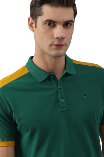 Image of Louis Philippe Men's Slim Fit Textured 100% Cotton Polo T-Shirt
