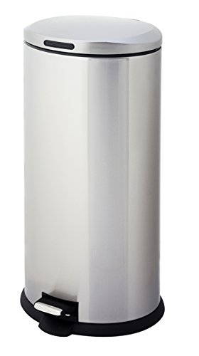 Home Zone HomeZone VA40914A 30-Liter Stainless Steel Oval Step Trash Can, 30L, Silver