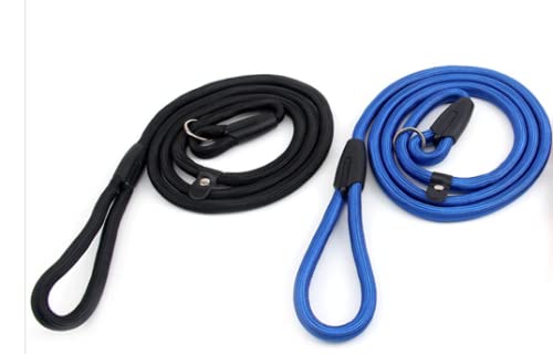 Anseom Correa Retriever 2Pcs Correa Perros, Correa de Adiestramiento, Correa de Entrenamiento, Correa Multifunción, Anti-Tirón Correa Adiestramiento para Perros Medianos y Grandes-1,3m (Negro+Azul)