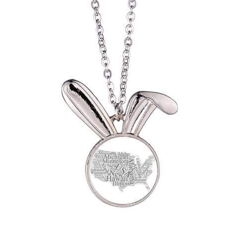 Collier lapin avec motif carte de la ville pour un style urbain élégant et unique