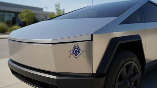 Image of Freemason Car Emblem, Gold Black, Masonic Square & Compass Auto Badge