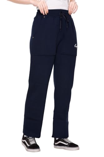 Image of CUPID Loose Fit Warm Fleece Sweatpants, Solid Elastic Sports Trouser, Winter Wear Joggers for Night n Gym for Girls M to 5XL