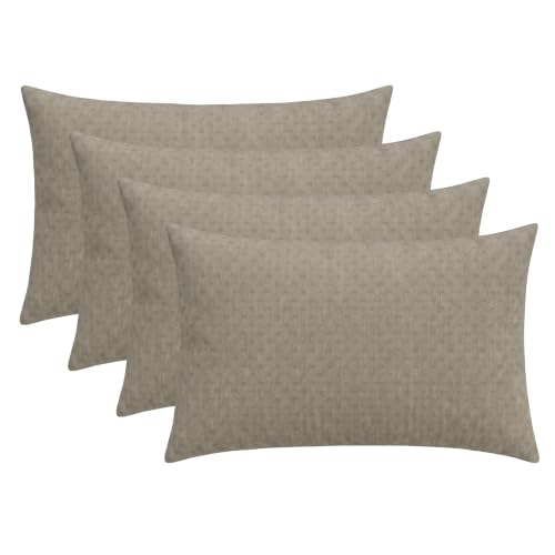 RSH DECOR: Sunbrella Lumbar Throw Pillows Set of 4 | 20" x 12" | Water and Fade-Resistant Performance Fabric | Outdoor Pillow Covers with Down-Alternative Inserts | Made in USA (Dots Nice Shale)