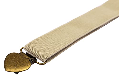 Wdsky Boys' Suspenders And Bow Tie Set Adjustable With 4 Heart Clips 30" Khaki #TOP2