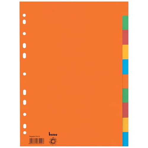 Répertoire A4 blanc en carton recyclé Bene 97410 à touches couleur