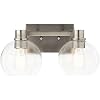 Kichler Harmony 2-Light Bathroom Vanity Light Fixture, 15.5 Steel Bath Light with Curved Arms and Sculpted Sockets in Olde Bronze for Damp Locations Over Mirror, 45887NI