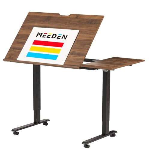 MEEDEN Adjustable Electric Office Desk Walnut Finish