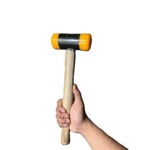 Plastic Mallet 40 mm with Wooden Handle | Replaceable Head | Ebonite Plastic Hammer for Workshop, DIY & Industrial Use (40 MM) 1