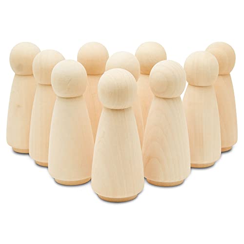 Large Wooden Peg Dolls 5-1/2 inch, Mom/Angel Shape Peg People,