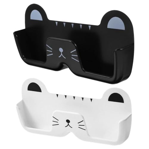 Alipis 2pcs Sunglasses Organizer Wall Mounted Glasses Storage Cat Design Eyeglasses Stand Eyewear Display Stand White Black, 17.50X8.50X3.00CM, X01926R010S