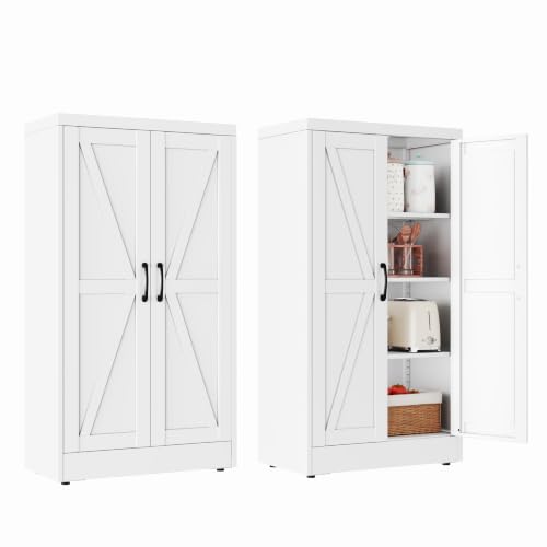Image of PAOFIN 47 inch White Metal Storage Pantry Cabinet