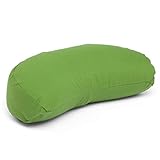 Bodhi Meditationskissen Halbmond | Yogi MOND ECO | Bezug aus 100% Bio-Baumwolle | Yogakissen halbmondförmig mit Buchweizenfüllung | Halbmondkissen für Yoga & Meditation | olivgrün
