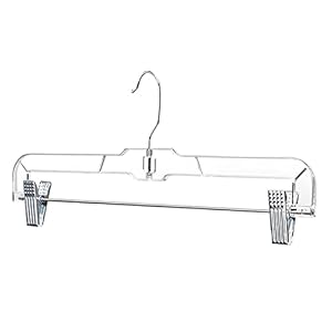 DEILSY Skirt Hangers Pants Hangers with Clips Clip Hangers Shorts Hangers Clear Plastic Clothes Hangers with 2-Adjustable Clip Non-Slip Clothes Hangers Clip Hangers Perfect for Pant, Pack of 12