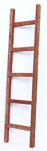 BARNWOODUSA Rustic Farmhouse Decorative Ladder, 60x15x1.63, Rustic Red