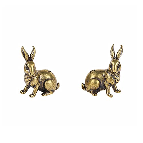 Figura de conejo de latón Acxico par pequeño decoración miniatura 7
