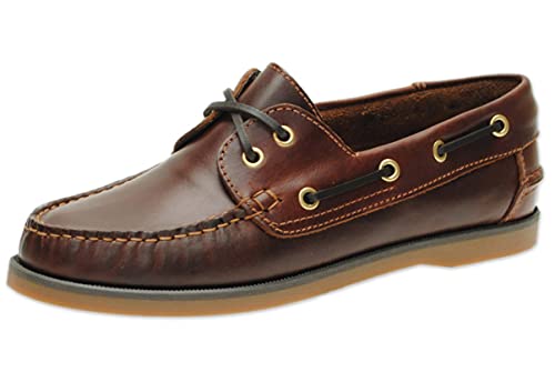 Jim Boomba Boat Shoe - Deck Shoe Classic Style - Mahogany Brown (UK 11.0)