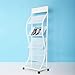 NIELONGHCY 4-Tier Metal Magazine Rack with Wheels, Document Organizer for Schools, Libraries, Offices, & Product Launches – White(White)