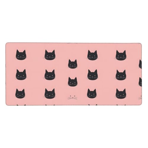 Tapis de souris de jeu xxl aux bords cousus avec motif chat noir