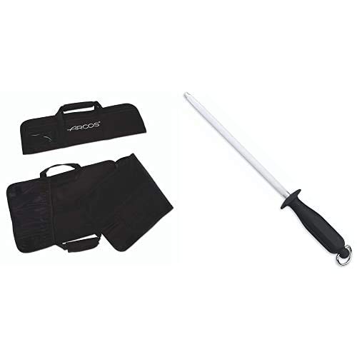 Arcos 690200 Bolsa con 4 compartimentos para cuchillos + 278100 Chaira, 230 mm (caja)