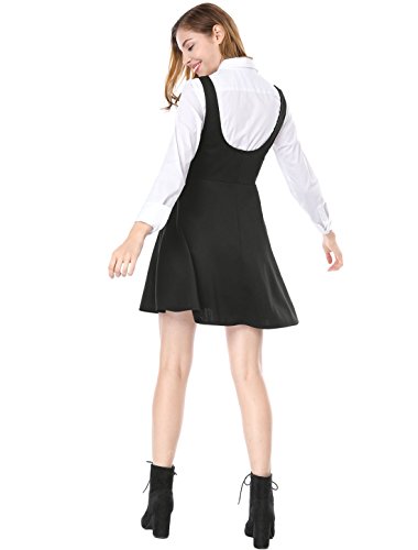 Allegra K Women's Basic Skater Skirt Button Decor Solid Flared Hem Suspender Dress L Black steampunk buy now online Allegra K Women's Basic Skater Skirt Button Decor Solid Flared Hem Suspender Dress L Black steampunk buy now online