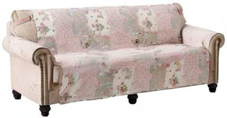 Miniatura 8 de Brilliant Sunshine Funda de sofá tradicional de retazos rosa y salvia, funda acolchada para sofá XL, 78 pulgadas de ancho de asiento, protector de