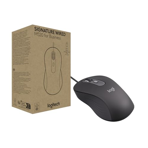 Logitech Signature Wired M520 for Business optische kabelgebundene Maus USB-C Plug-and-Play Windows/Mac/Chrome/PC/Notebooks Grafit