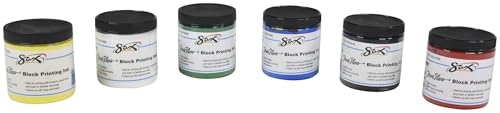 Sax True Flow Water Soluble Block Printing Inks, Assorted Colors, Set of 6 - 1429281