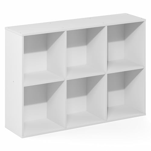 Furinno LUDER Book Shelf, 6-Cube Bookshelf, Bookcase with Open Shelves, 9.5 x 24.6 x 35.4, for Living Room, Bedroom, Home Office, White by Furinno - Used condition - Image 8