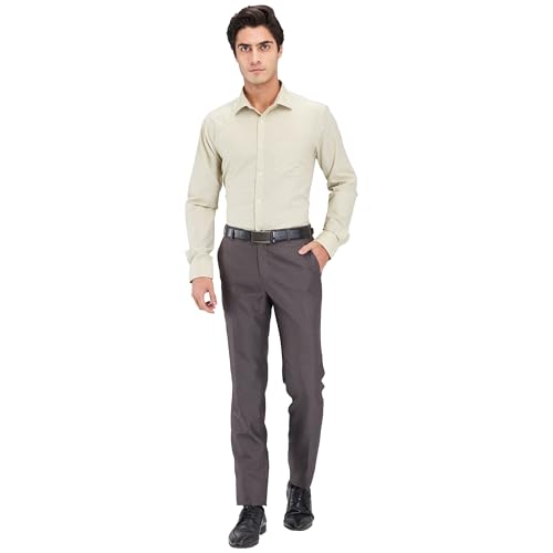 Image of Park Avenue Men's Slim Fit Structure Pattern Cotton Polyester Blend Semi Cutaway Collar Full Sleeve Formal Shirt