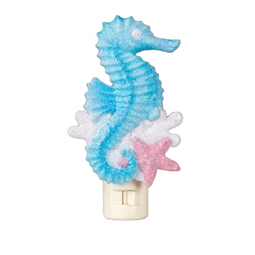 Image of Novelty Lights LED Lamp Seahorse with Starfish Spring Summer Decoration Night Light with Swivel Plug