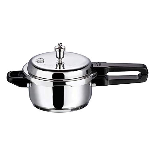 Vinod Pressure Cooker 2 ltr Edelstahl Schnellkochtopf mit Glasdeckel, induktionsgeeignet hochwertiger Dampftopf zum Kochen von indischem Essen, Reis, hochwertiger Kochtopf mit großer Wok Induktion