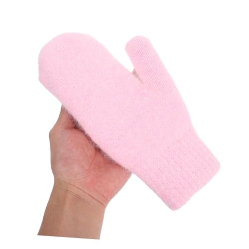 Guantes de lana para regalar en invierno pack doble unisex colores rosa y gris suaves 4