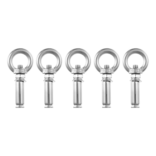Image of uxcell Ring Lifting Expansion Eyebolt, 10pcs M8x60mm 304 Stainless Steel Expansion Screw with Eye Ring for Concrete Brick Wall